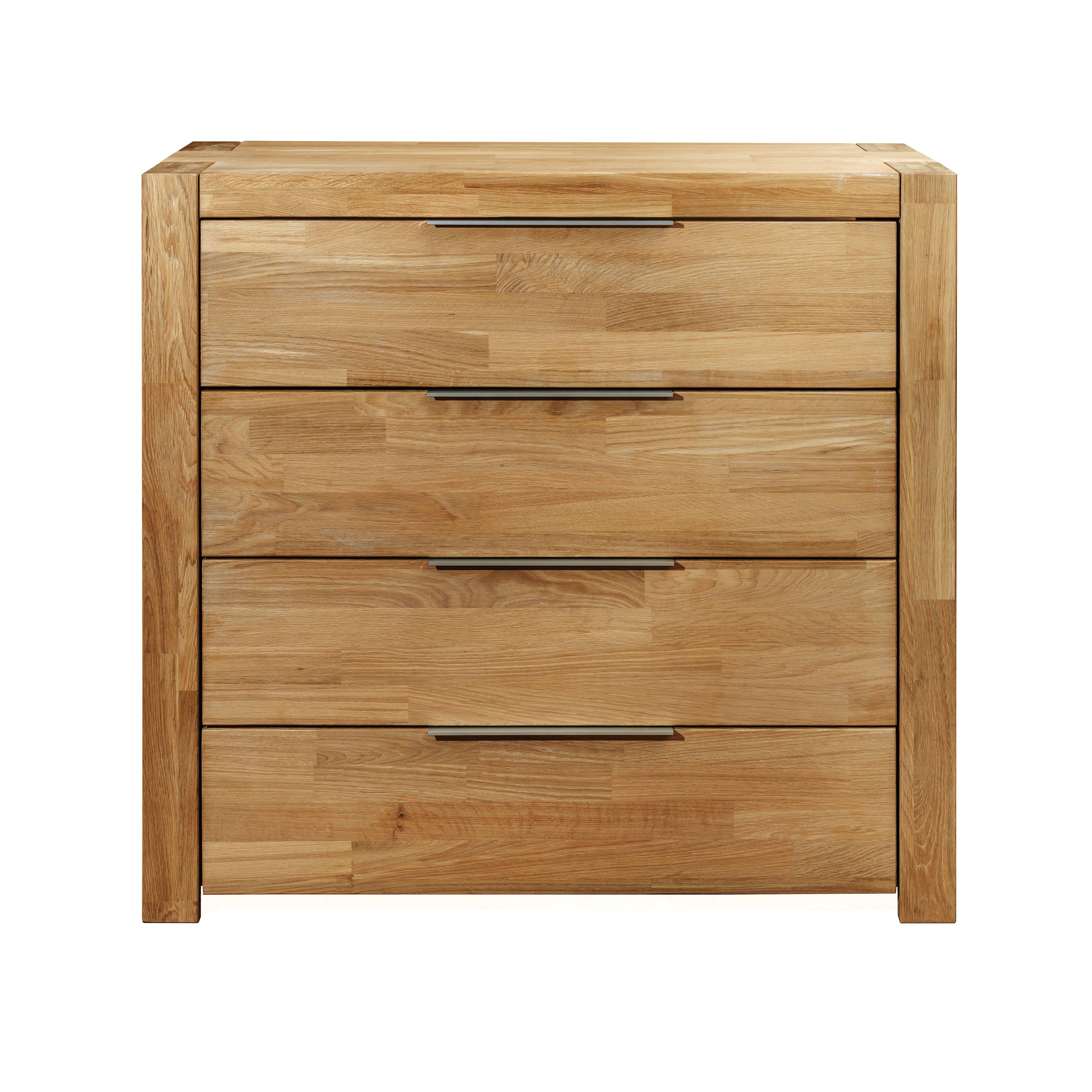 Cómoda de 4 cajones de madera de roble macizo estilo escandinavo